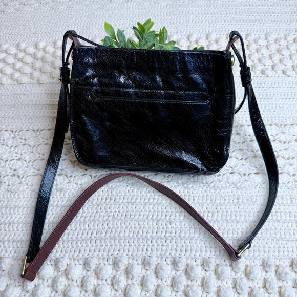 HOBO INTERNATIONAL Women's Banjo Leather Crossbody Bag Black Brown Detailing - Picture 16 of 16